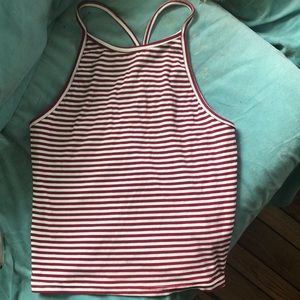 Red and white crop top